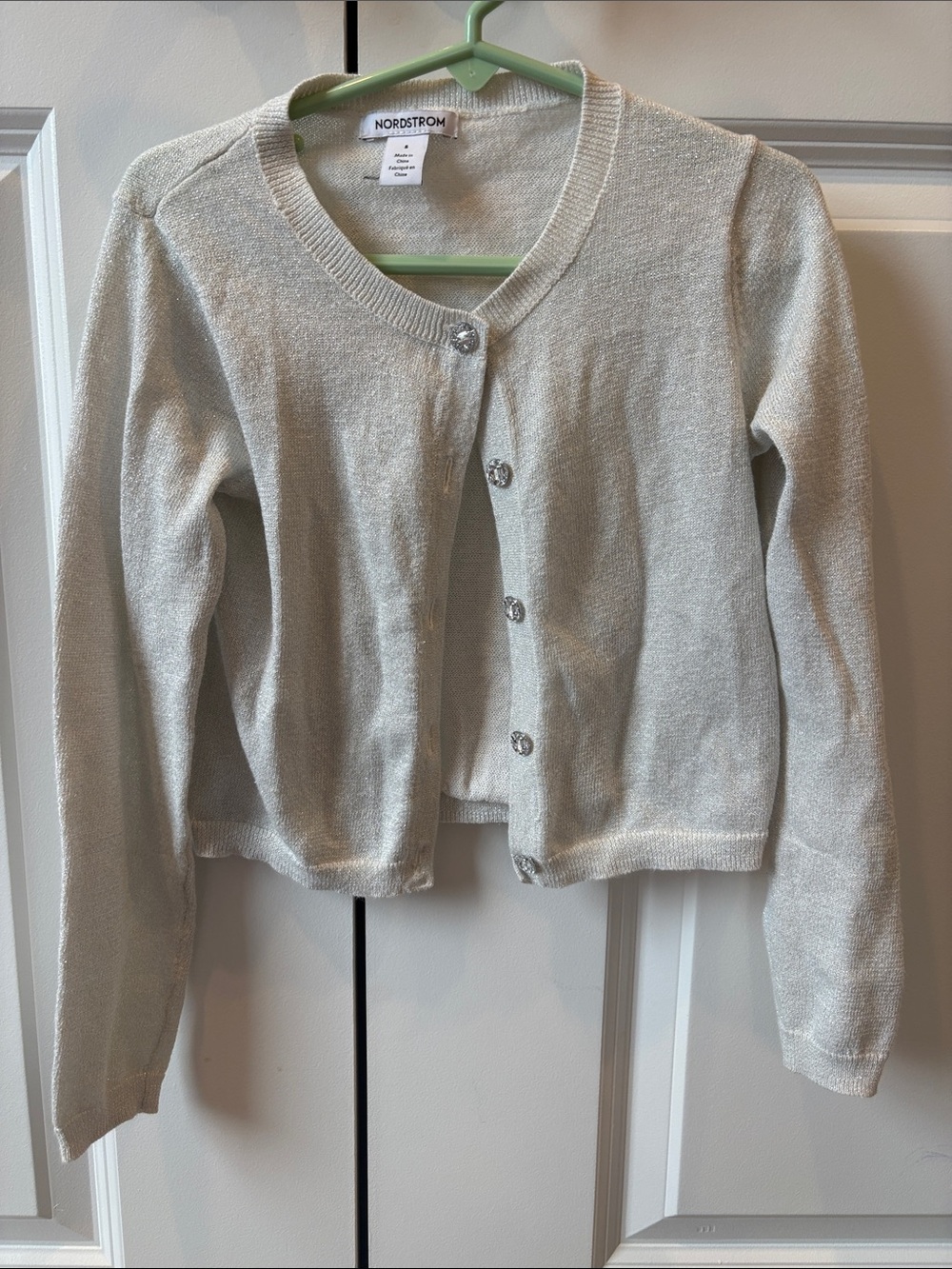 Nordstrom Girls Light Metallic Silver Cardigan Sweater